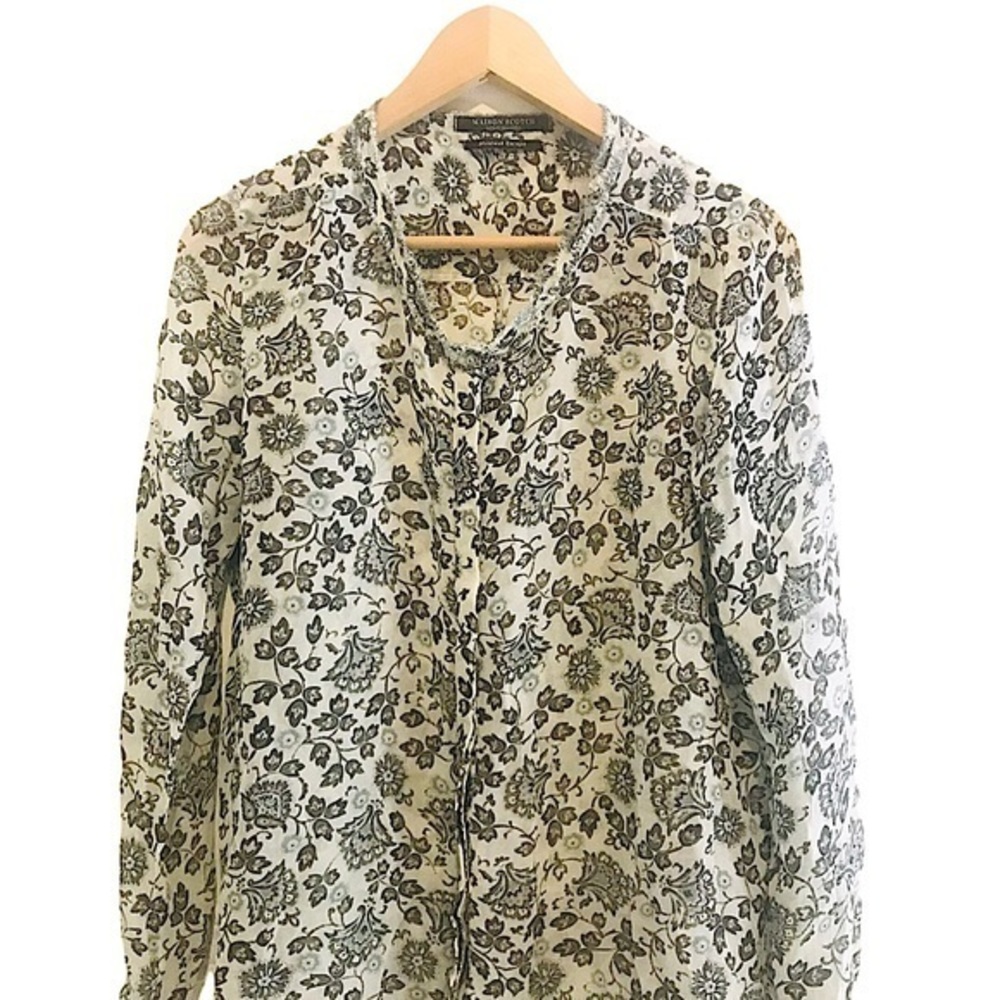 Scotch & Soda White Blouse with Black Floral Print